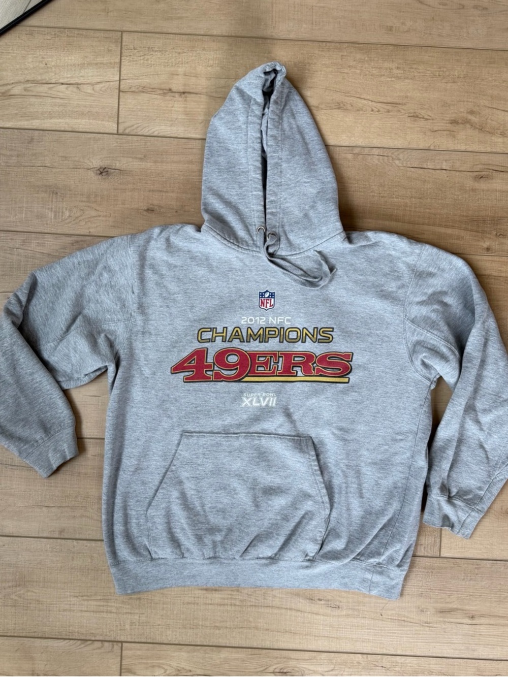 San Francisco 49ers Hoodie 2012 NFC Champions Super Bowl XLVII Gray Mens XL